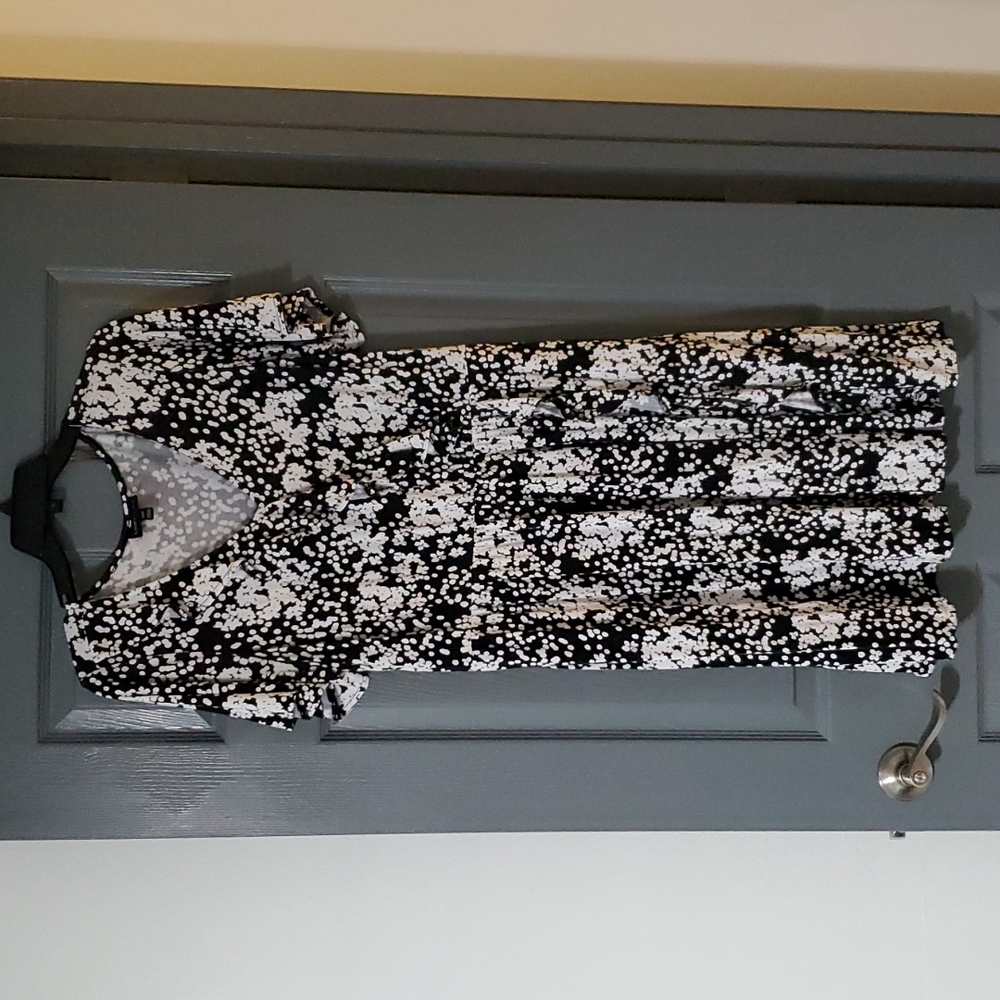 Lane Bryant Black & White Floral Dress